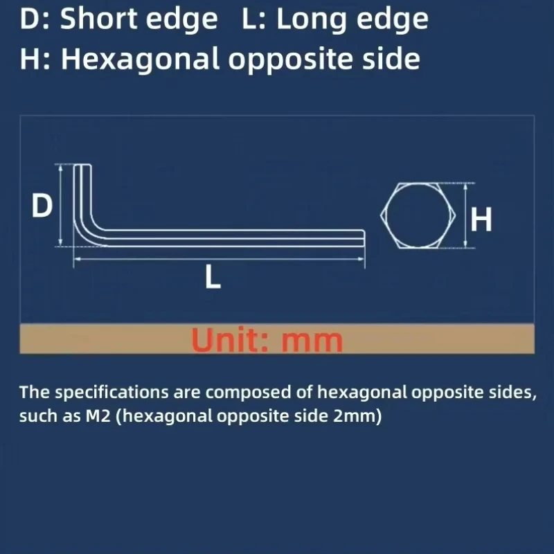 M0.7-M8 Allen Key Hex Wrench 304 Stainless Steel Nickel Plated Flat Head Hexagonal Keys Home Hand Tools L-type Repair Tools