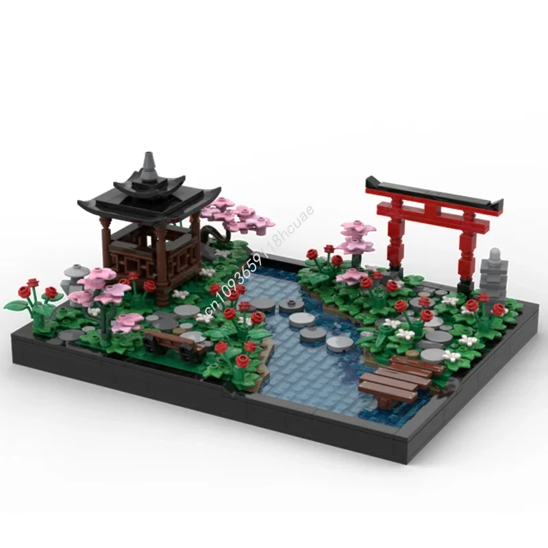 851pcs MOC Japanese Garden  Building Blocks Adult collector Children's Model Construction DIY Assemble Christmas toy Gift