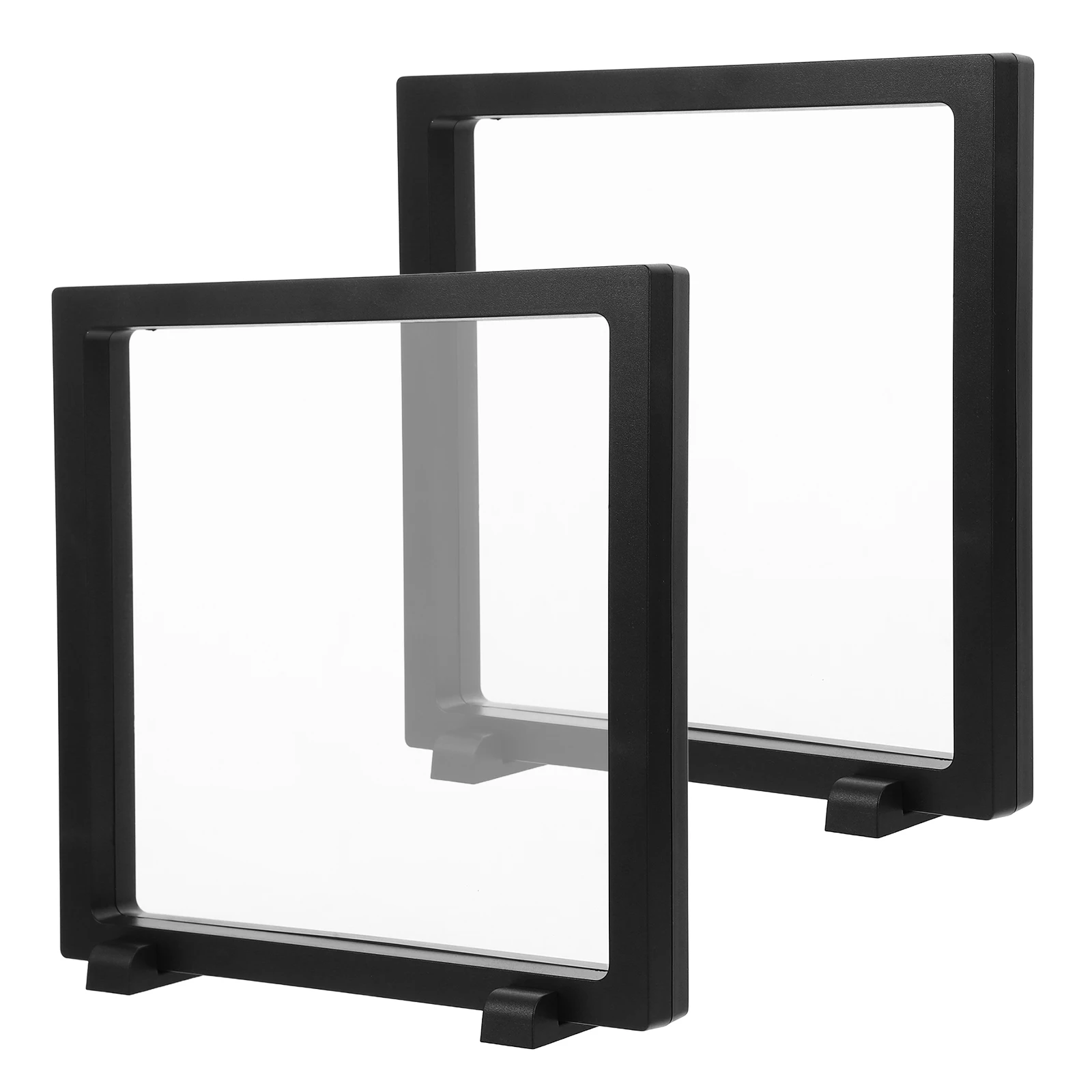 2pcs Floating Frame Display Case Transparent Plastic Badge Storage Box Enamel Pin Display Stand Small Souvenir Holder Medal