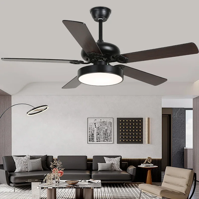 BROTHER European Luxury LED Fan Light American Retro  Living Room Restaurant Bedroom Ceiling Fan Light Remote Electric Fan Light