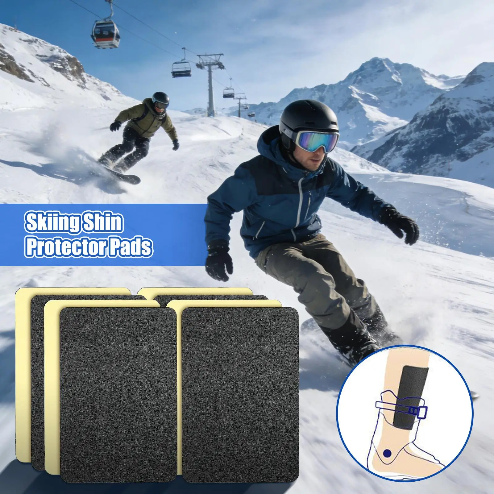 10 Piece Ski Snowboard Shin Guards Protective Leg Gear for Skiers Snowboarders Park Riders Beginners Instructors Winter Resort