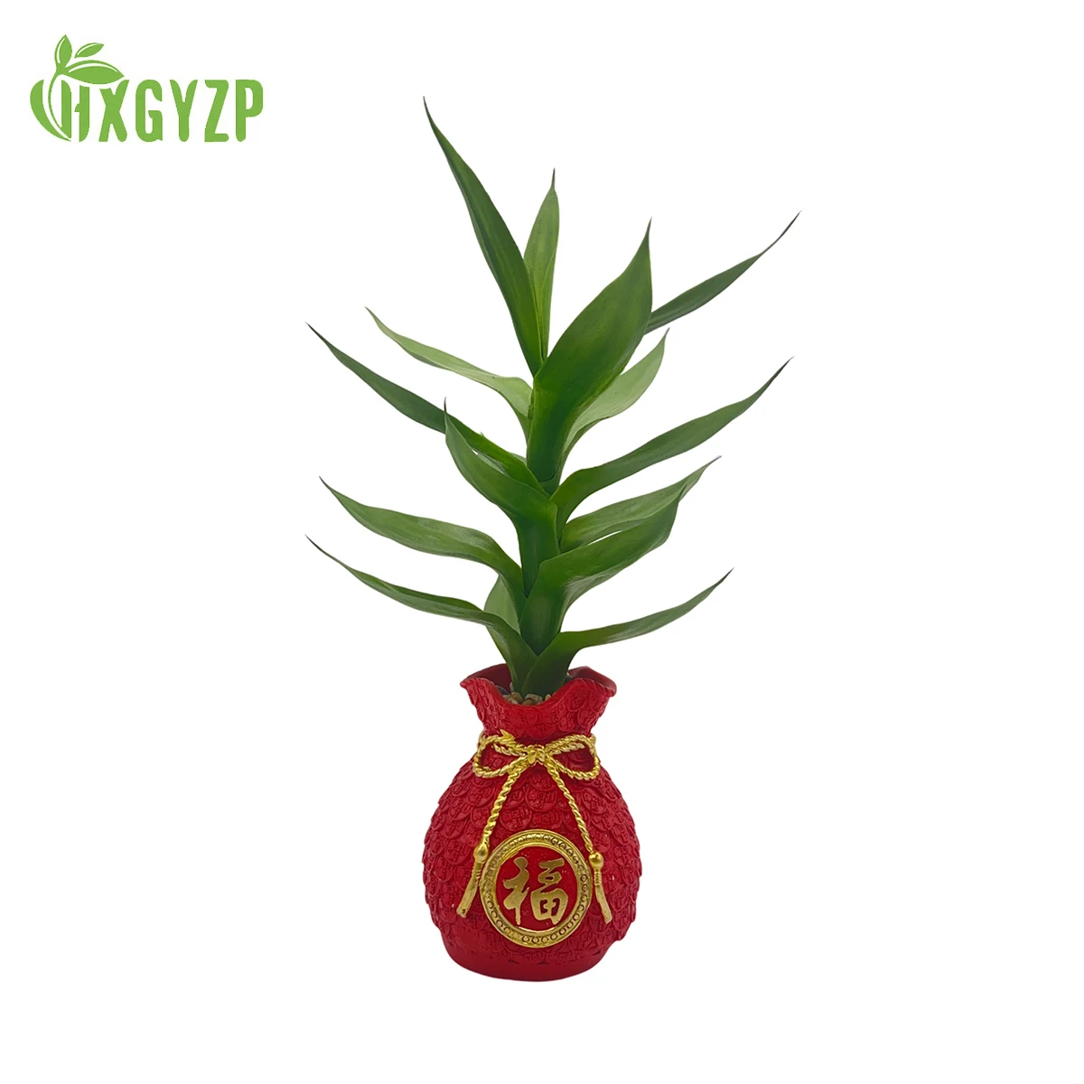 

HXGYZP Chinese Style Artificial Plants Lucky Bamboo With Flowerpot Wealth Bamboo Home Decor Office Ornaments New Year Potted