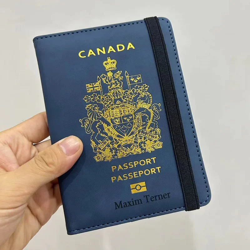 Customized Canadian Passport Cover Protector Pu Leather Canadian Passport Case with Names Drop Shipping