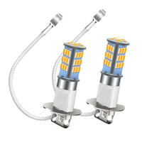 Ruiandsion 2pcs H1 H3 Truck Car Auto Fog Road Bulb Driving Light 2835 33SMD Amber LED 12V 24V White Red Blue Green Universal