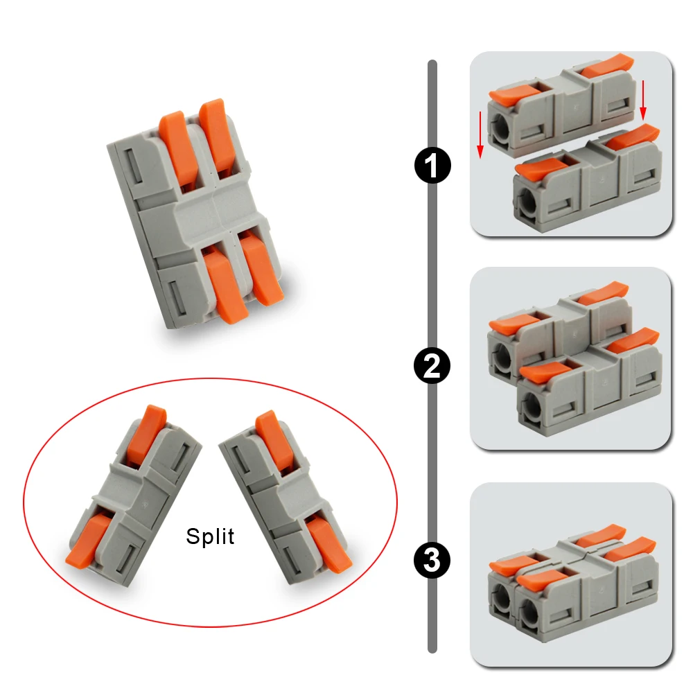 10/20/50/100Pcs Quick splicing Wire Connector Electrical Cable Terminal Block Push-in Home Universal Compact Splitter