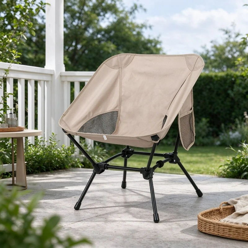Foldable Camping Chair Carbon Steel Moon Chair Portable Outdoor Leisure Beach Fishing Stool Daily Useful Home Room Decor Seat