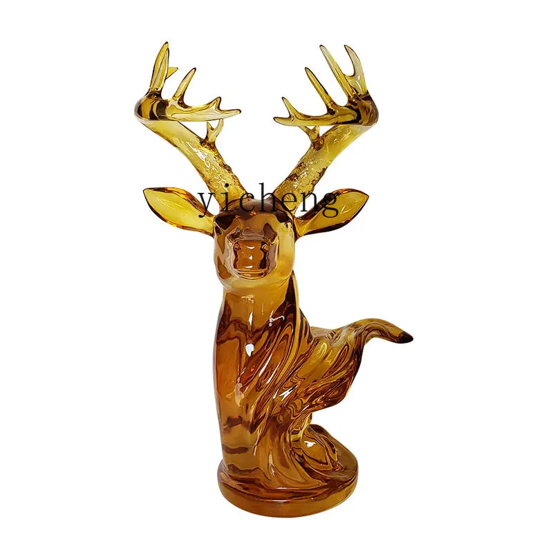 

ZK transparent abstract animal ornament sika deer horse head floor sculpture artwork soft decoration