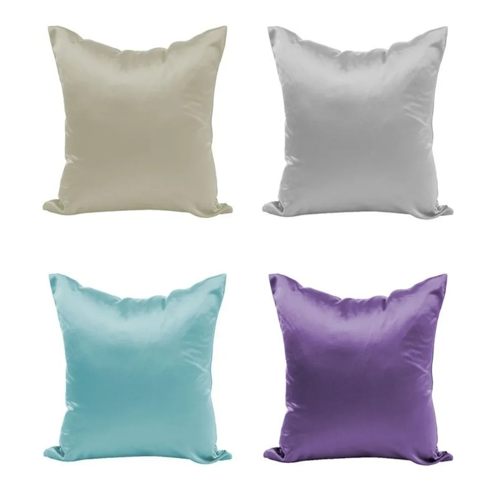 Satin Material Imitated Silk Pillow Case Candy Color Soft Decorative Pillow Case Smooth Finish 45x45cm Solid Pillow Covers