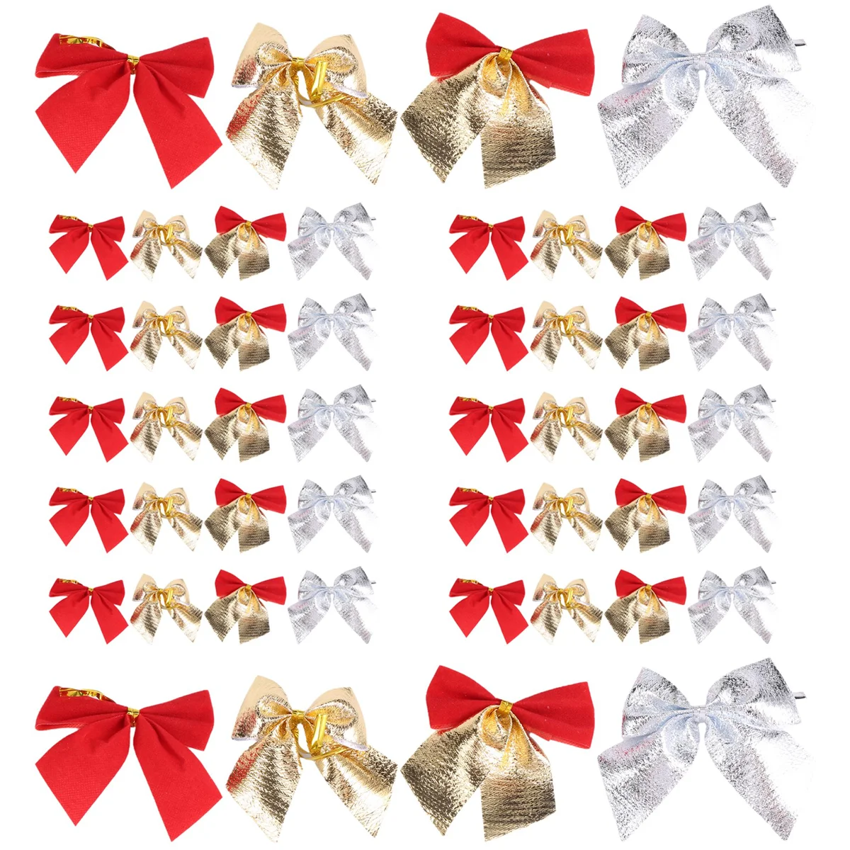 ADP-48 Pieces Christmas Ribbon Bows Ornaments Xmas Tree Bowknot Decoration Presents Wrapping Craft Supplies(4 Colours)