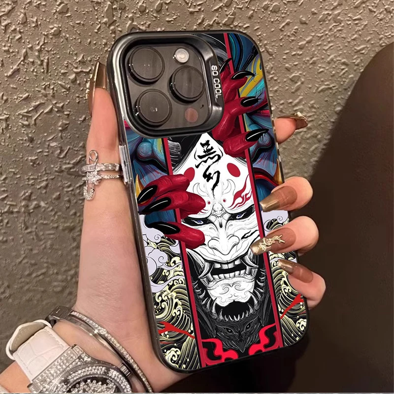 Жесткий чехол Oni Mask Samurai с принтом для iPhone 16E 11 12 16 15 14 13 Pro Max XS X XR Plus 8 7 SE 2020 Противоударный матовый чехол для ПК