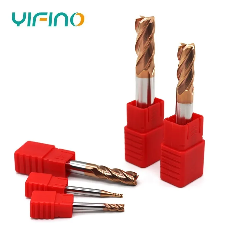 YIFINO HRC55 4-Flute Nano Coating Flat End Mill Tungsten Steel Carbide Endmills CNC Mechanical Machining Milling Cutter Tools