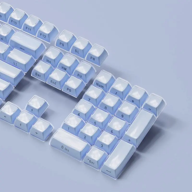 

Two-color molded PC crystal side engraved 113 keys with ergonomic keycaps