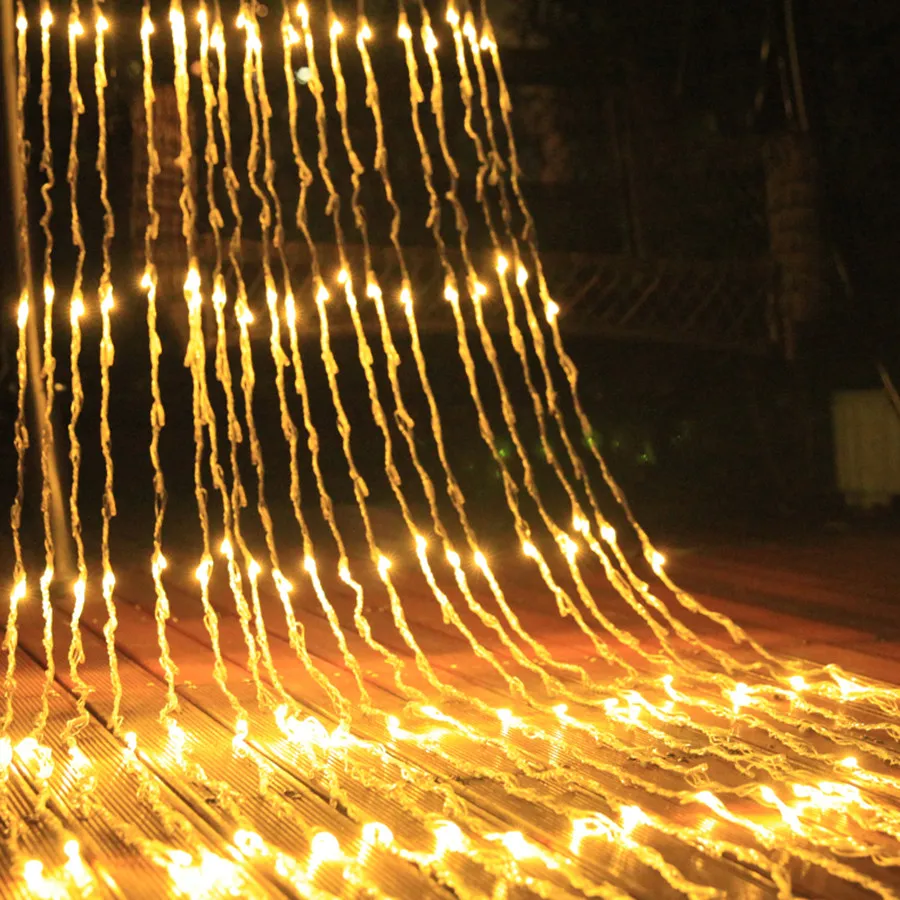 Guirnalda de luces LED para exteriores, cortina de luces de carámbano, cascada, lluvia de meteoritos, caída de nieve, decoración de fiesta de boda,