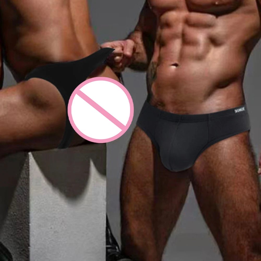 

Men Low Waist Breathable Open Butt Underwear with Quick Dry Pouch Bag Briefs Soft and Stretchy Fabric for Comfort