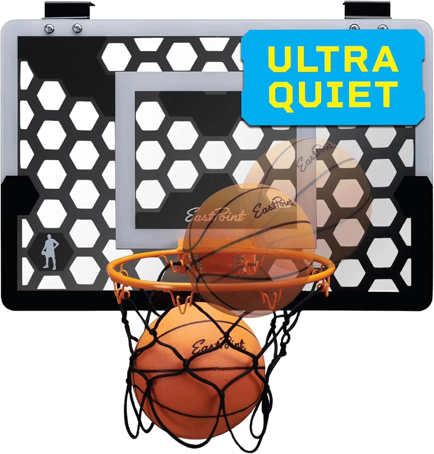 

Over-the-Door Mini Basketball Hoop Set - Quiet Foam Ball, No-Drill Setup, Compact 18x12 in Backboard for Indoor Play