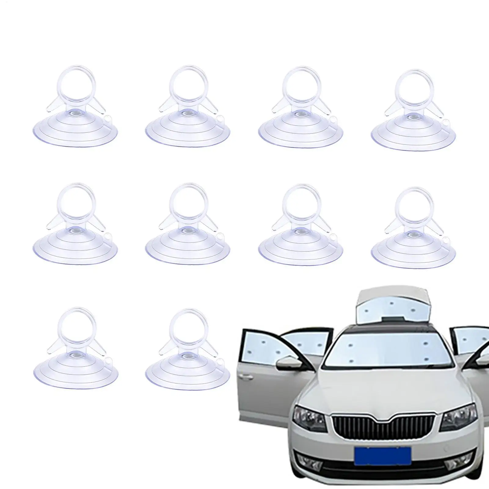 10pcs Car Window Suction Cup Car Glass Windshield Sunshade Suction Cups PVC Sucker Car Interior Accessories for Automotive Visor