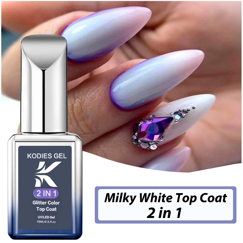 KODIES GEL Melkwitte Top Coat Gel Nagellak Semi-permanente UV/LED Gel Top Coat Finish Sealer Franse manicure Nagels Art Salon
