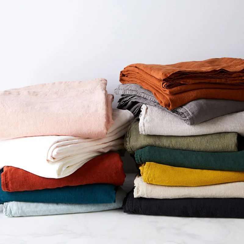 

100% Pure Linen Bed Sheet Ultimate Comfort Elegance Flat Sheet Natural Eco-Friendly Breathable Durable Queen California King