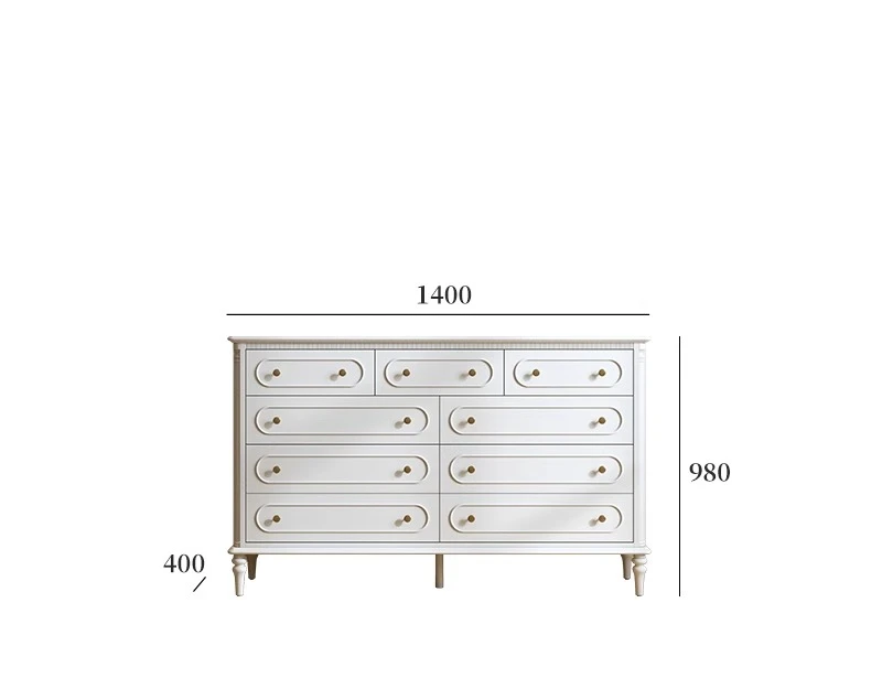 DHY solid wood bedroom five buckets drawers cabinet master bedroom bedside storage living room cream wind