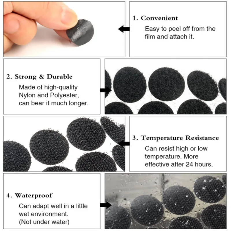 50/100pcs white black transparent color round adhesive self-adhesive fastener adhesive strong tape DIY paper fastener tape