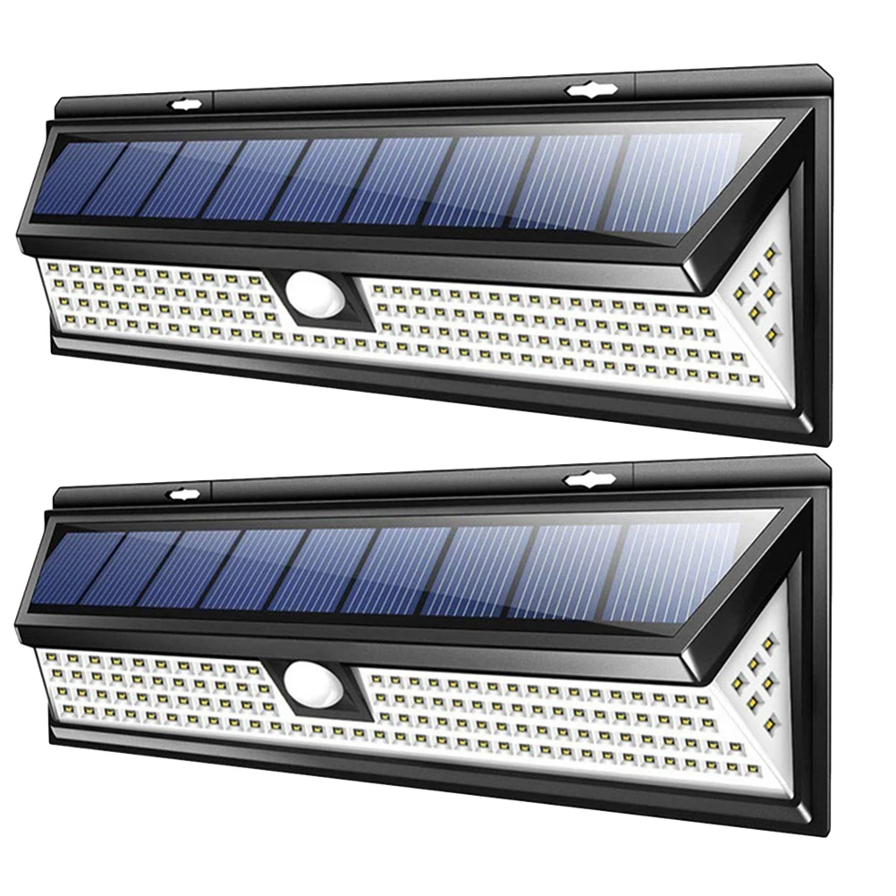 

2pcs 118Led Solar Light Outdoor Wall Lamp Pir Motion Sensor 3 Modes Energy Saving For Garden Pathway Garage Front Door Cold