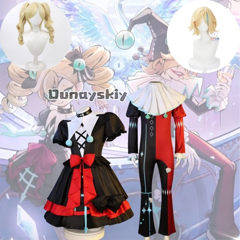 

Game EggyParty Mute Girl Stella Wraith Clown Abba Full Set Cosplay Costume Halloween Party Escapes From Horror Night Lolita