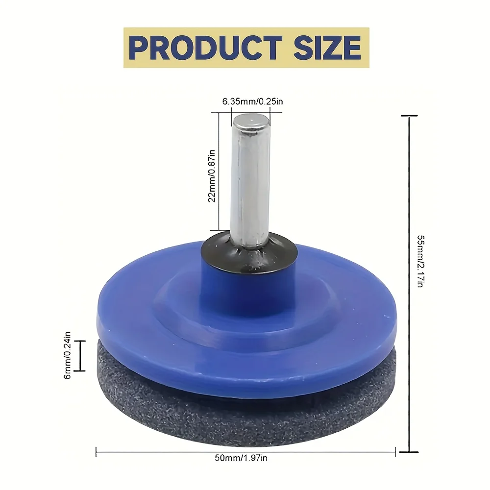 1PC Durable Metal Lawn Mower Blade Sharpener Attachment for Power Drills | with Blue Hexagonal Grip & Sparkling Stone Surface