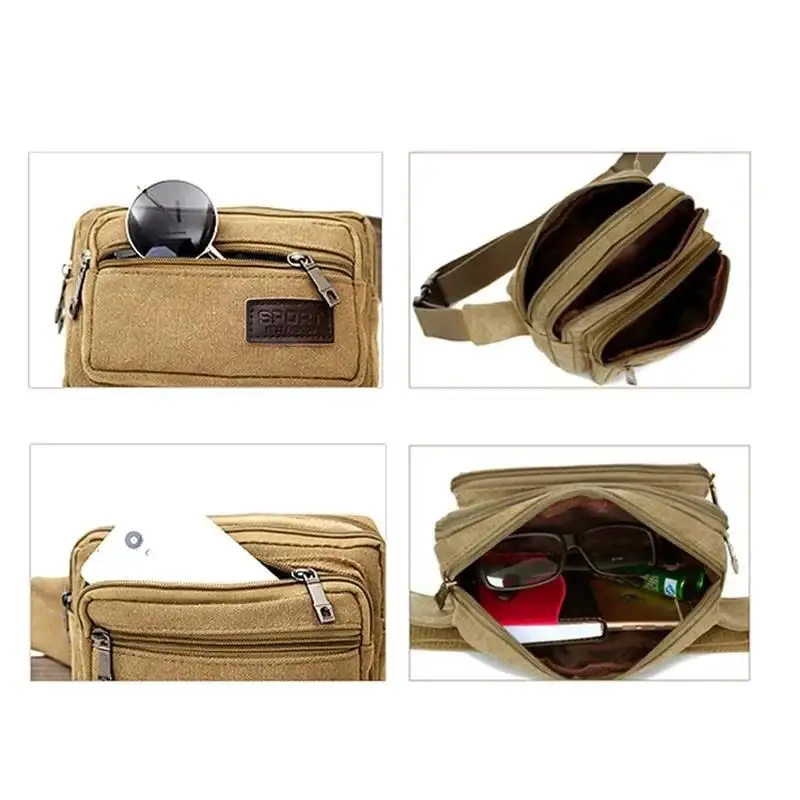 New Canvas Waist Bag Outdoor Sports Multifunctional Male Pack High Quality Durable High-capacity Bags Portable Phone Purse