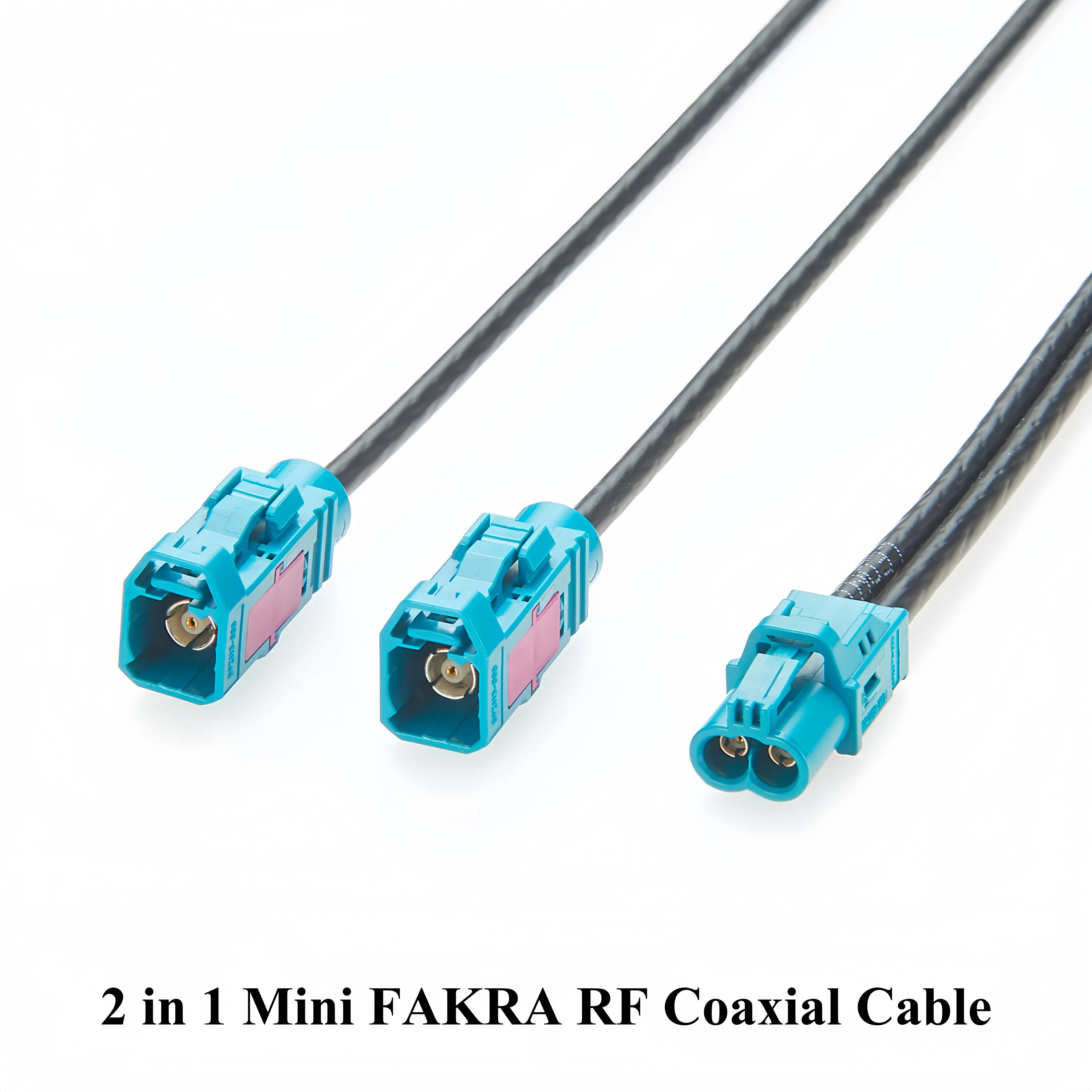 

2 in 1 Dual Core Mini FAKRA Z Female to 2 FAKRA Z Female RF Coaxial Cable Assemblies Rosenberger AMK12B-1M4Z5-Z & 59Z113-000-Z