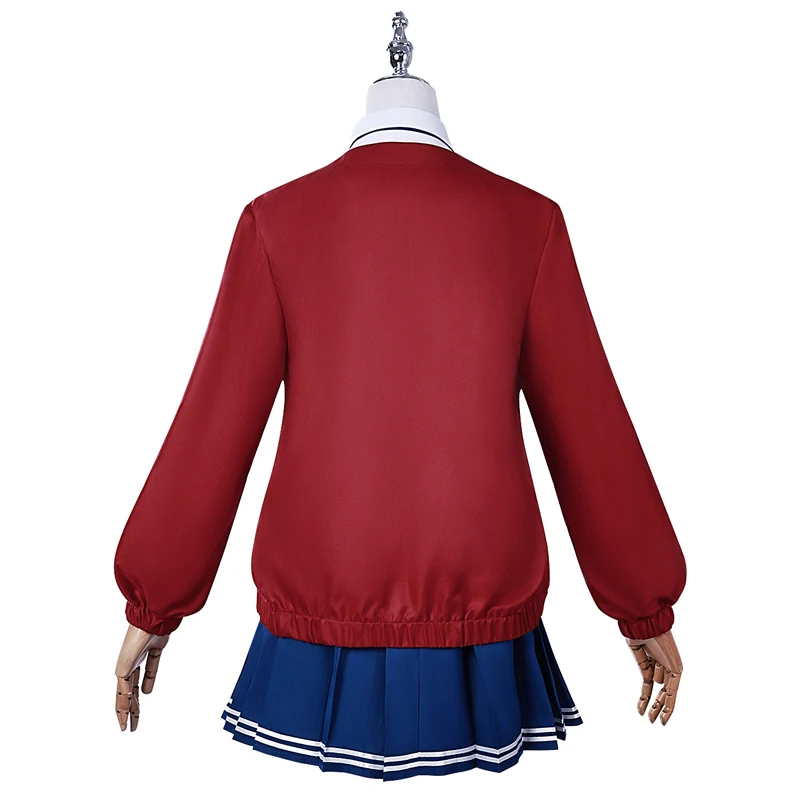 Spiel MiSide Verrückte Mita Cosplay Kostüme Brille Mila JK Schuluniform Perücke Coole Mita-Kleidung Crop Top Rock Strümpfe Hüte Handschuhe Kopfbedeckung Komplettset Halloween Kostüm Perücken Frauen Rollenspiel Outfit