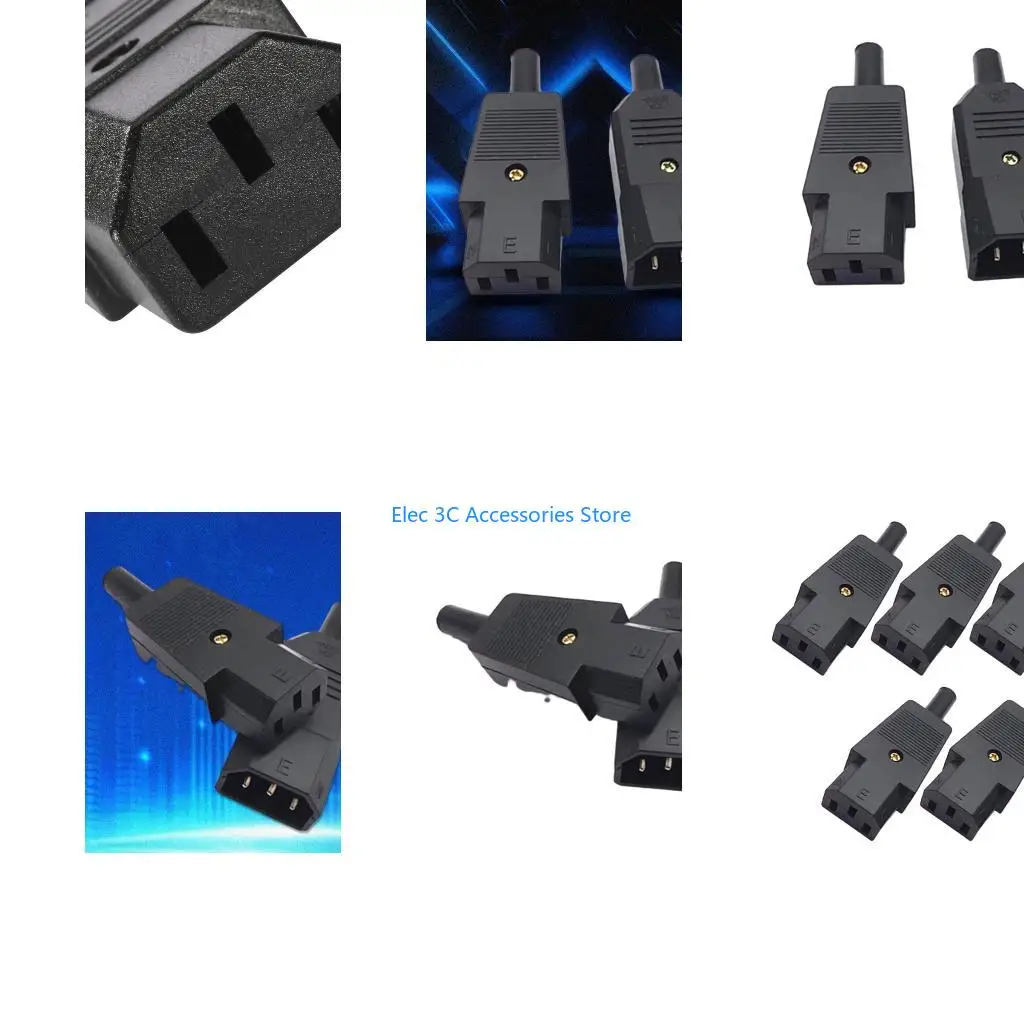 Y51A Set of 5pcs Universal 3 Pin Terminals Power Plug Adapter IEC 320 C14 Male C13 Female Connectors for Various Applications