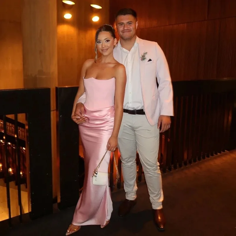 XIAOTANG hors de l'épaule rose Maxi Corset robes femmes robe de soirée sans bretelles 2025 élégant longue Satin discothèque robes de soirée