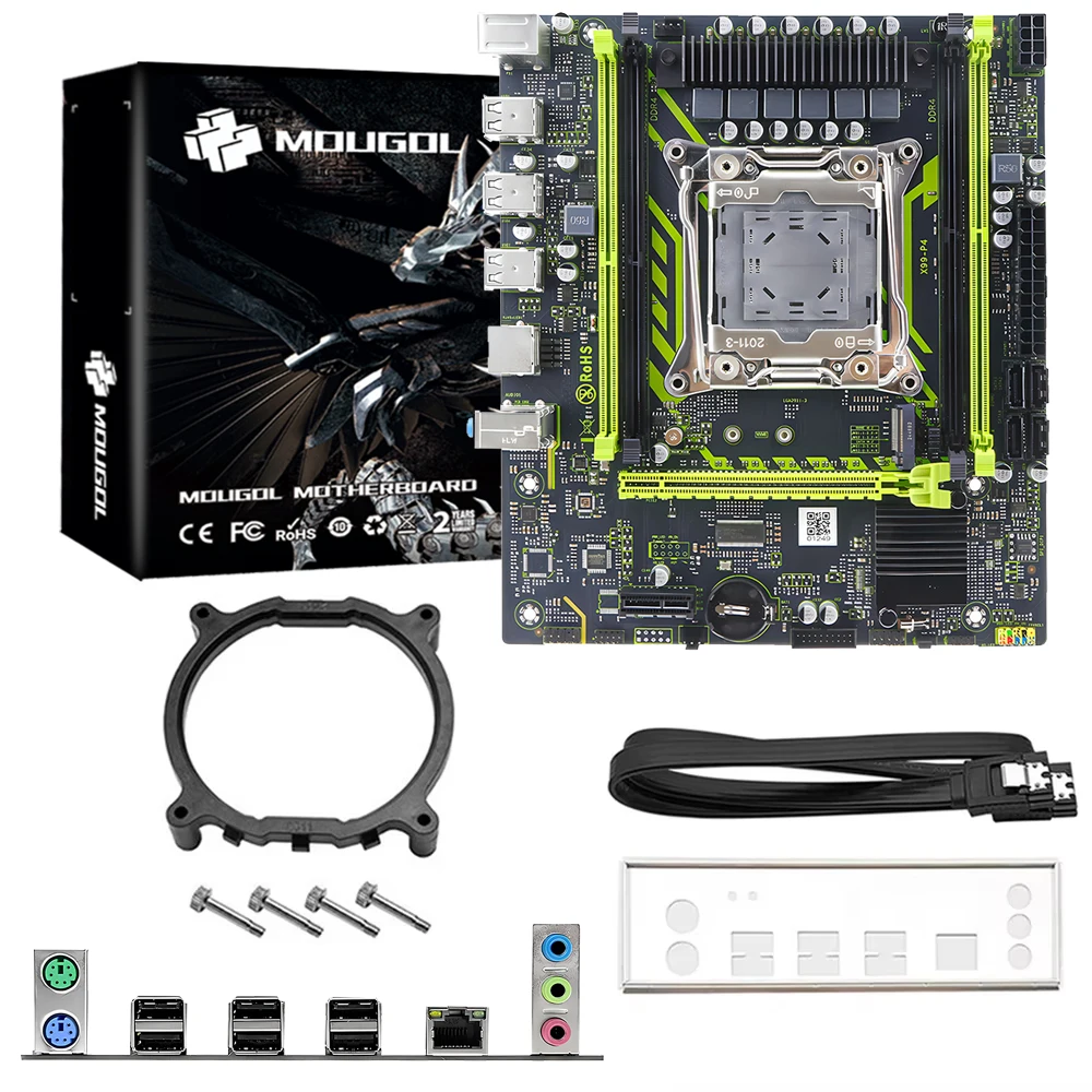 مجموعة اللوحة الأم MOUGOL X99 مع Intel Xeon E5 2650 V4 & DDR4 16G*1 2133MHz RAM M.2 NVME SATA لمضيف سطح المكتب للكمبيوتر الألعاب