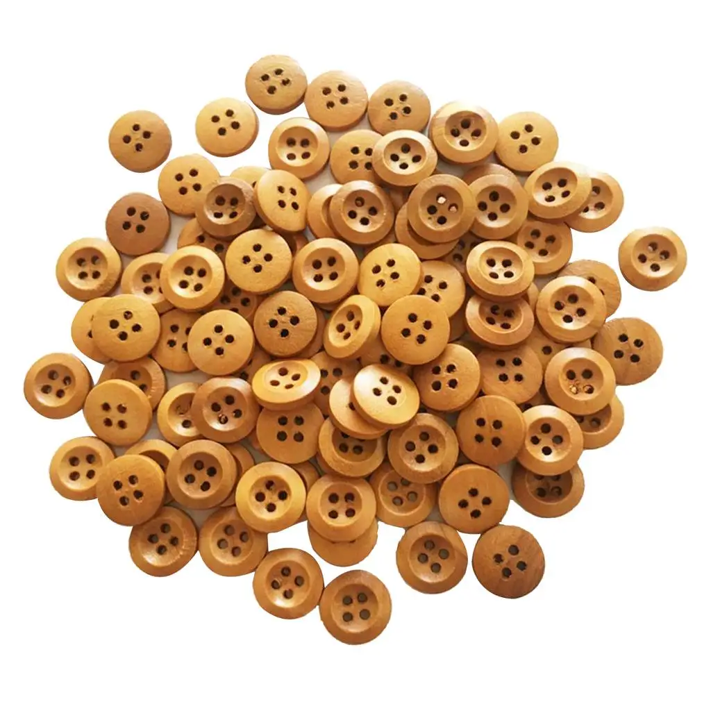 Wholesale 100Pcs/pack Classic 4 Holes Wood Buttons 13mm for Sewing Clothing Decoration