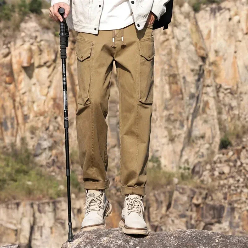 

Весенне-осенние прямые свободные повседневные простые мужские комбинезоны с несколькими карманами, японские уличные комбинезоны