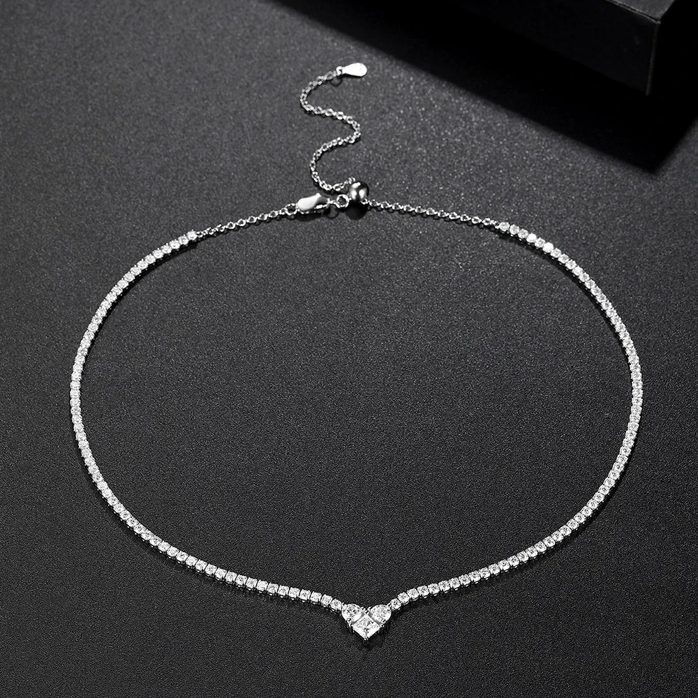 FCGJHW Moissanite Choker Tennis Necklace Pure S925 Silver Leaf&Heart Shape Diamond Chain for Women Wedding Gifts Jewelry 2026