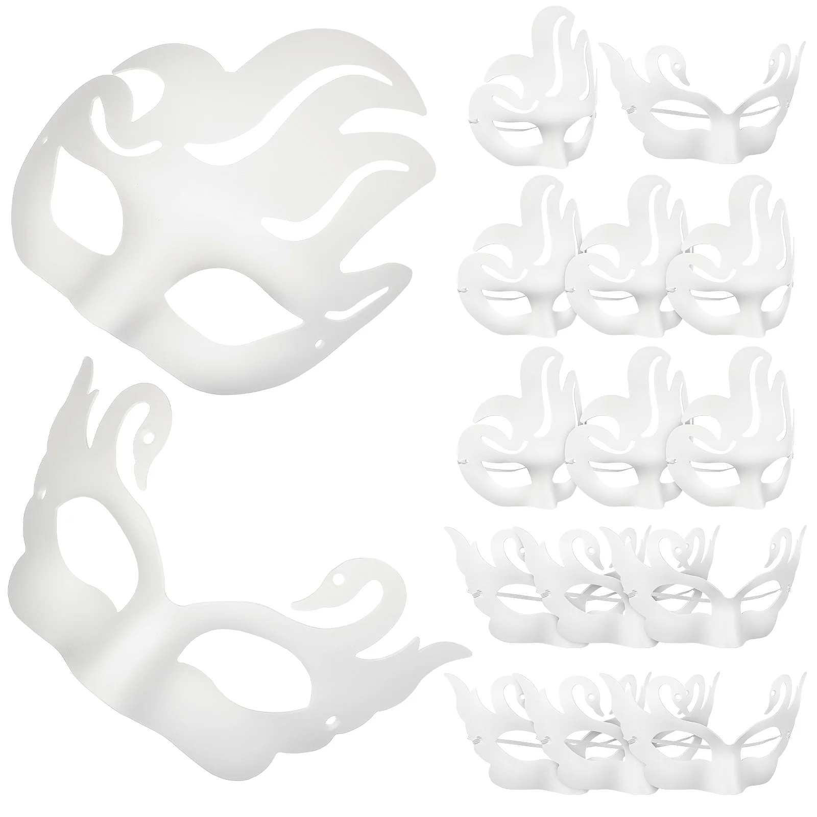 

16 White Masks DIY Masquerade Party Supplies Unpainted Decorations Craft Paintable Mardi Gras Resin Swan Phoenix Theme Art