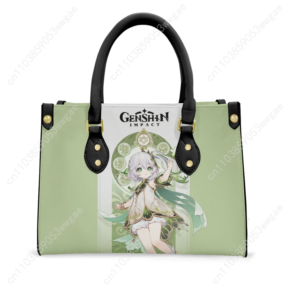 Genshin Nahida Tote Bag Purse Women Man Fashion Personalized Text Image PU Leather Customized Handbag Commuter Shopping Gift Bag