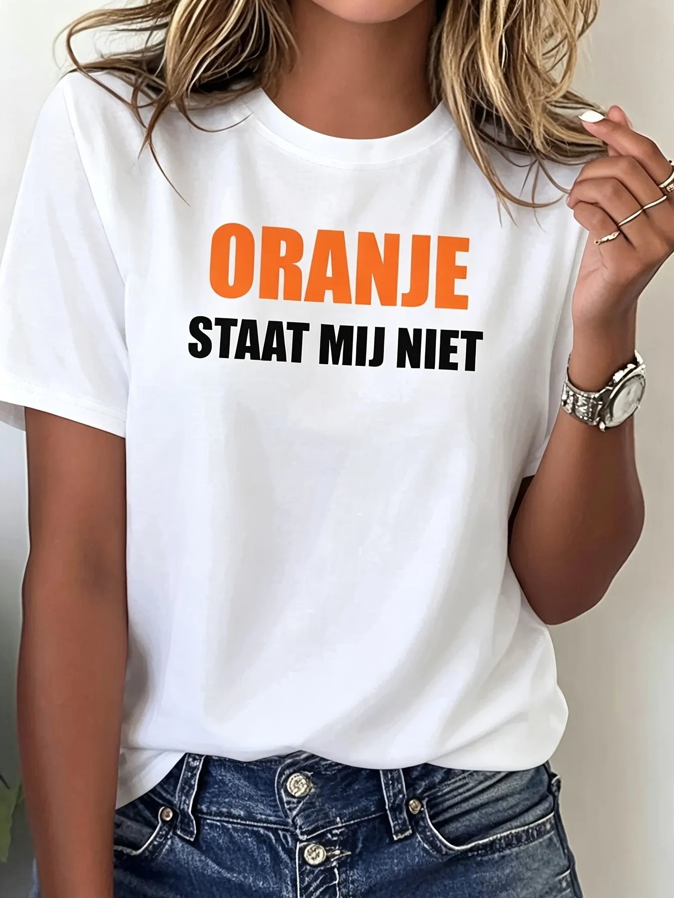 

Plus size women's short sleeve T-shirt Oranje Staat Mij Niet Spring and Summer Must-Haves summer outfit women's clothing
