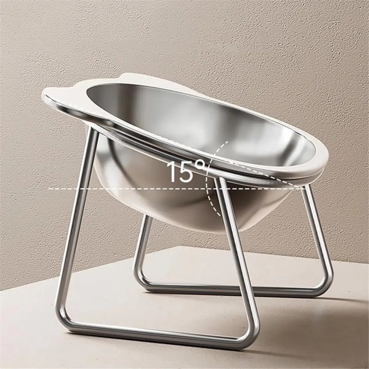 Raised Cat Food Bowls Stainless Steel Tilted Non-Slip Dishes Whisker-Friendly Kitten Bowl for Cats Puppy Pet HomeLiving