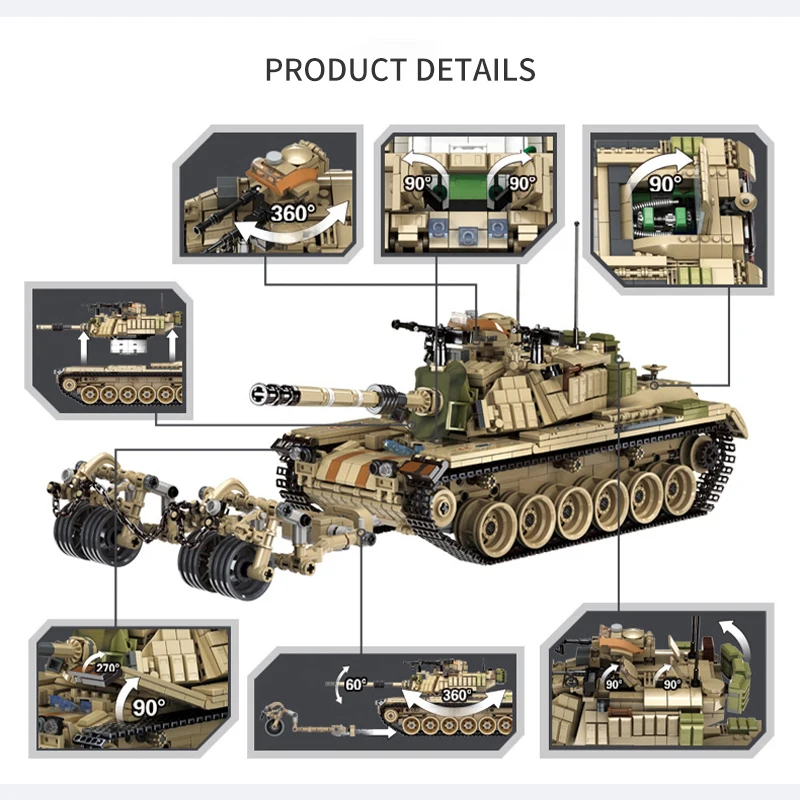 PLS632004 M60 Magachi Main Battle Tank Building Blocks Military Series Small Particle Assembly Toy For Boys Kids Adult Gifts