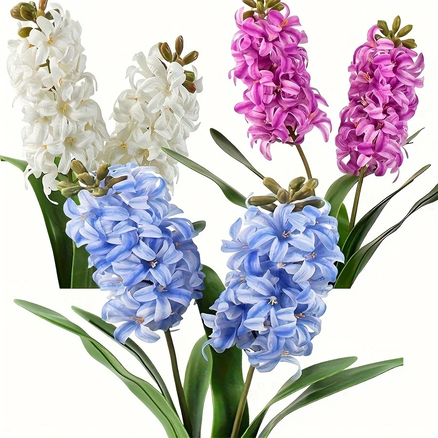 1pc Real Touch Artificial Hyacinth Flowers in Blue, Purple, White, Faux Hyacinth, Home Wedding Decor Flowers, DIY Florals, Cente