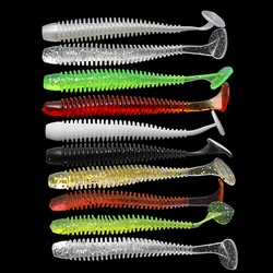 10 pçs/lote iscas moles de silicone vermes iscas 5cm 6cm 7.5cm jigging wobblers iscas de pesca artificial para baixo carpa enfrentar