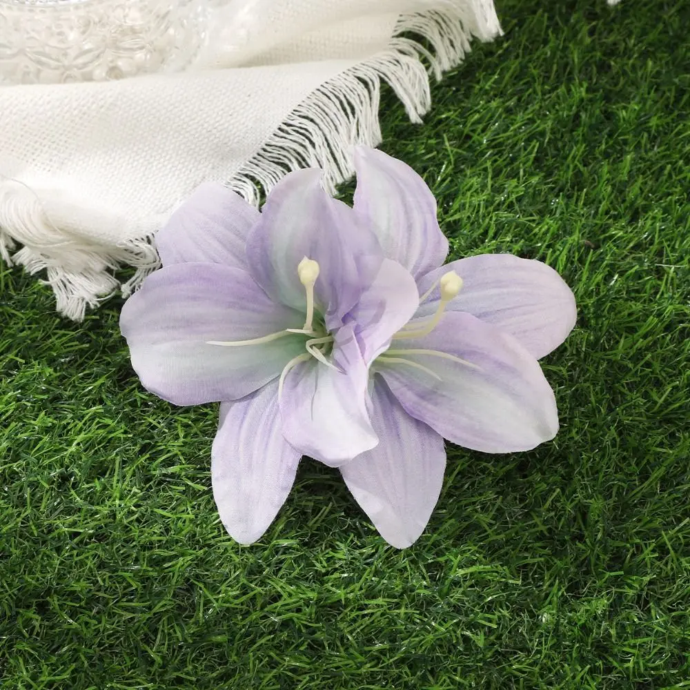 Fashion Multicolor Lily Flower Hair Clip Double Flower Design Bohemian Style Hawaii Headdress Duckbill Hairpin Fashion Accessory