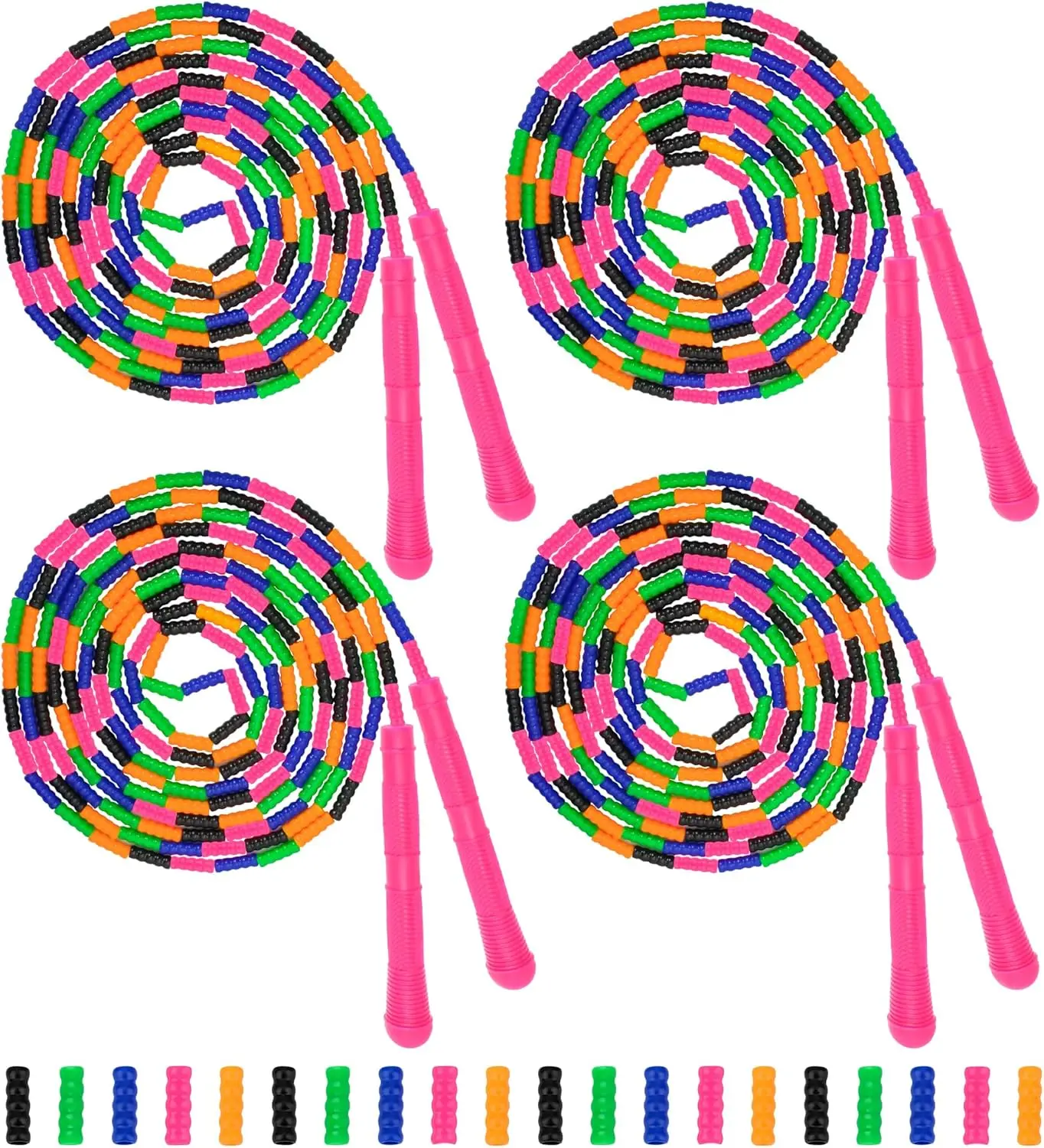 

16FT Long Jump Rope (4 Pack) - Double Dutch Beaded Skipping for Kids & Adults