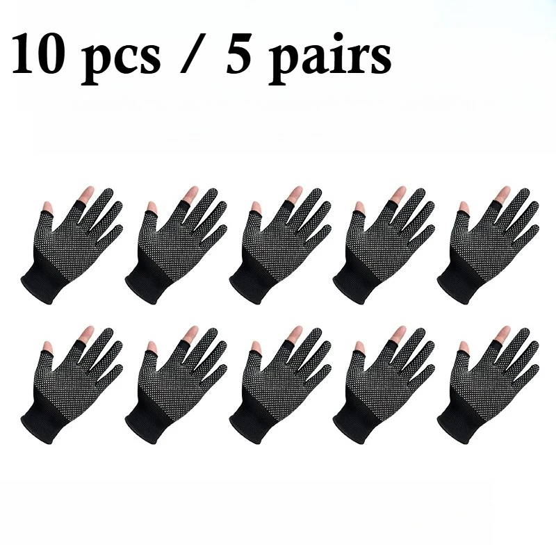 10pcs Fishing Gloves - Two-Finger Leakage Cycling Glove, All-Season Outdoor for Hiking & Riding - Machine or Hand Washable