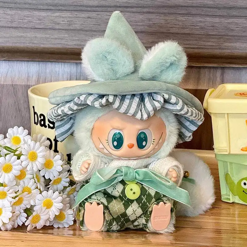 

Подходит только для одежды, парусиновая одежда 17 см подходит для милых кукол, плюшевая детская одежда Labubu, сменный комплект аксессуаров