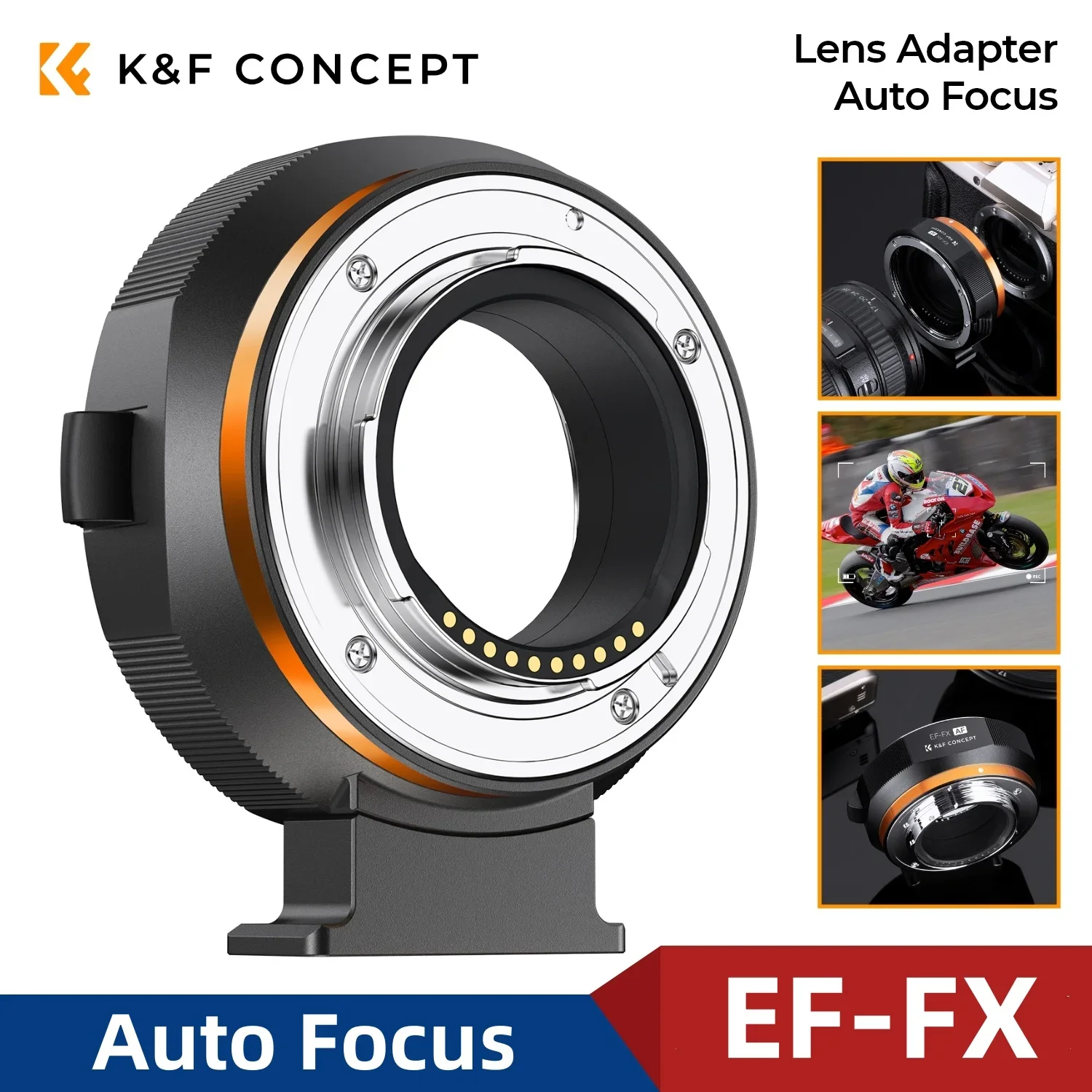 K&F Concept EF to FX Auto Focus Lens Adapter For Canon EF EFS EOS Lens to Fuji X-Pro3 X-Pro2 X-T5 XT100 XS10 XS20 X-T30II Camera