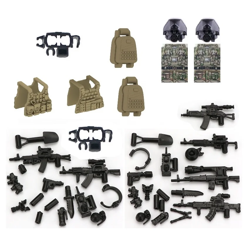 Russian Alpha Soldier Modern Special Forces MOC Police SWAT military weapons playmobil figures Building Block Brick mini toys