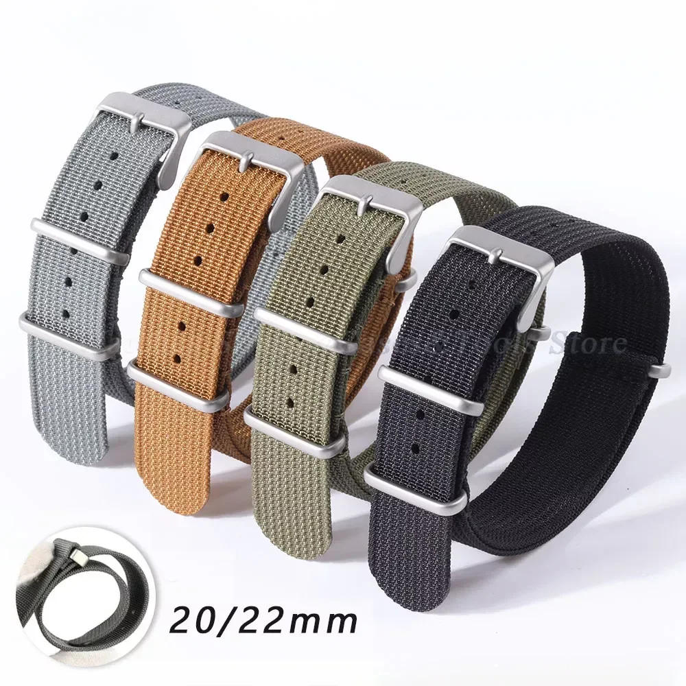 18mm 20mm 22mm High Quality Nylon Strap Military for Rolex Braid Ribbed Sport Bracelet for Samsung Galaxy Watch4/3/5 Watchband